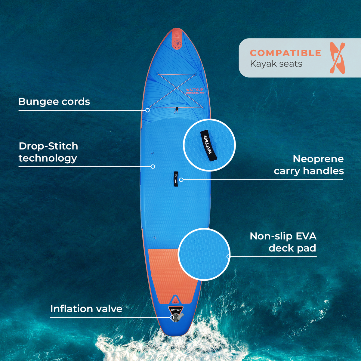Surf de remo inflable Wattsup Espadon 11'8" | Espace Sport