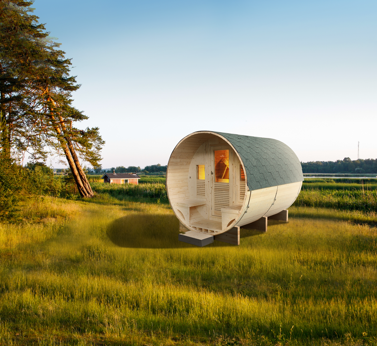 Holl's Gaïa Luna 6-Person Outdoor Sauna | Barrel Sauna | Espace Sport