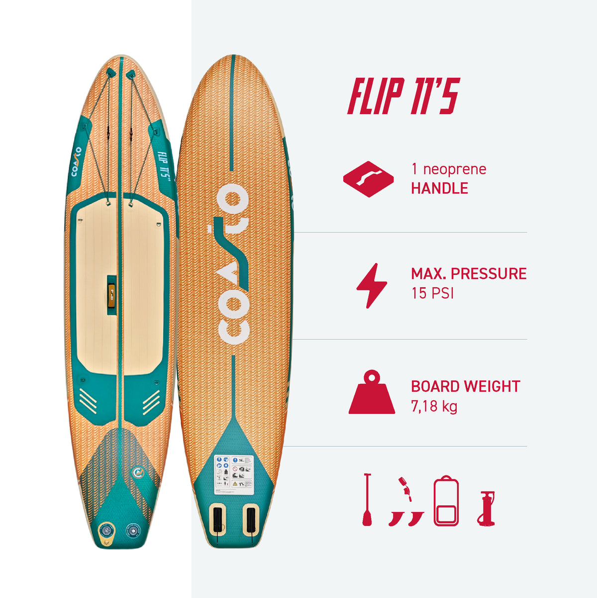 Surf de remo inflable Coasto Flip 11'5 | Espace Sport
