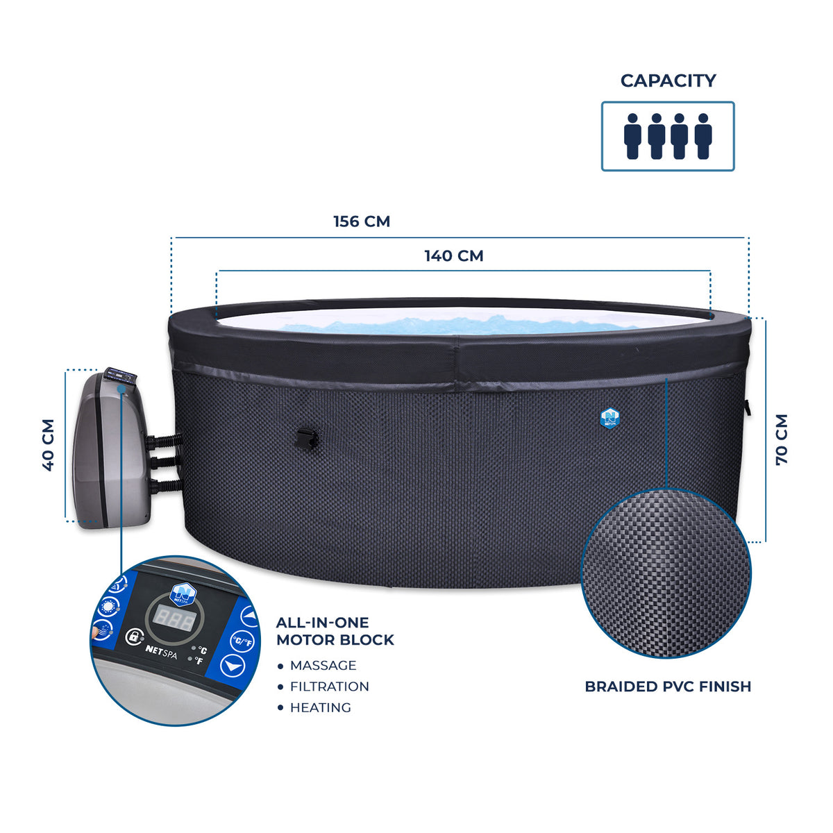 VITA 4-Person Rigid Spa NetSpa | Espace Sport