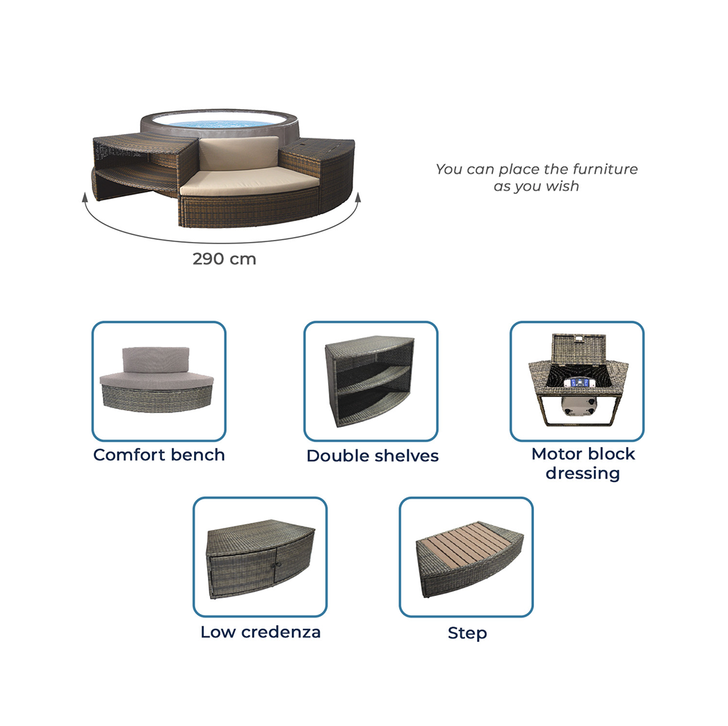 Spa Semi-Rigide NetSpa Vita Premium & Mobilier 5 Éléments | Espace Sport