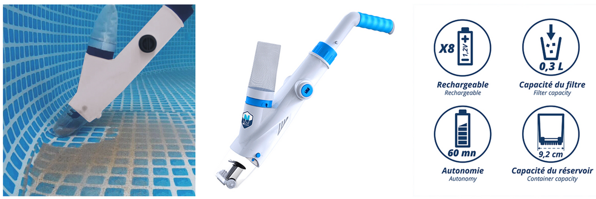 Aspirateur Électrique Sans Fil NetSpa Cleaner pour Spa et Piscine Hors-Sol