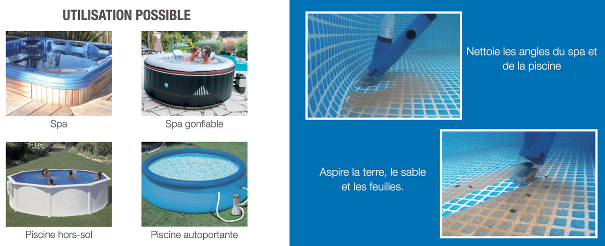 Aspirateur Électrique Sans Fil NetSpa Cleaner pour Spa et Piscine Hors-Sol