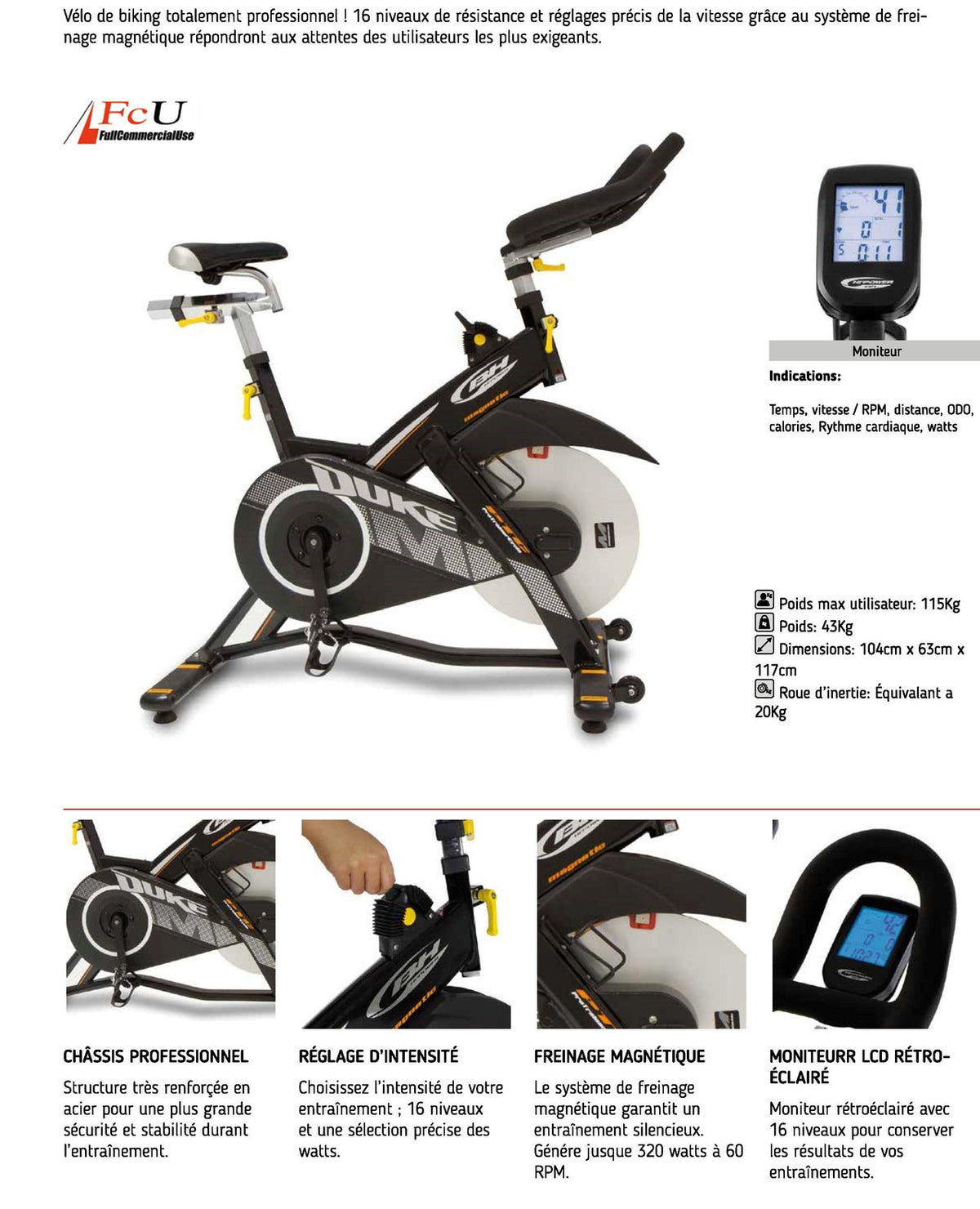 Bicicleta de spinning BH Duke Magnetic Professional