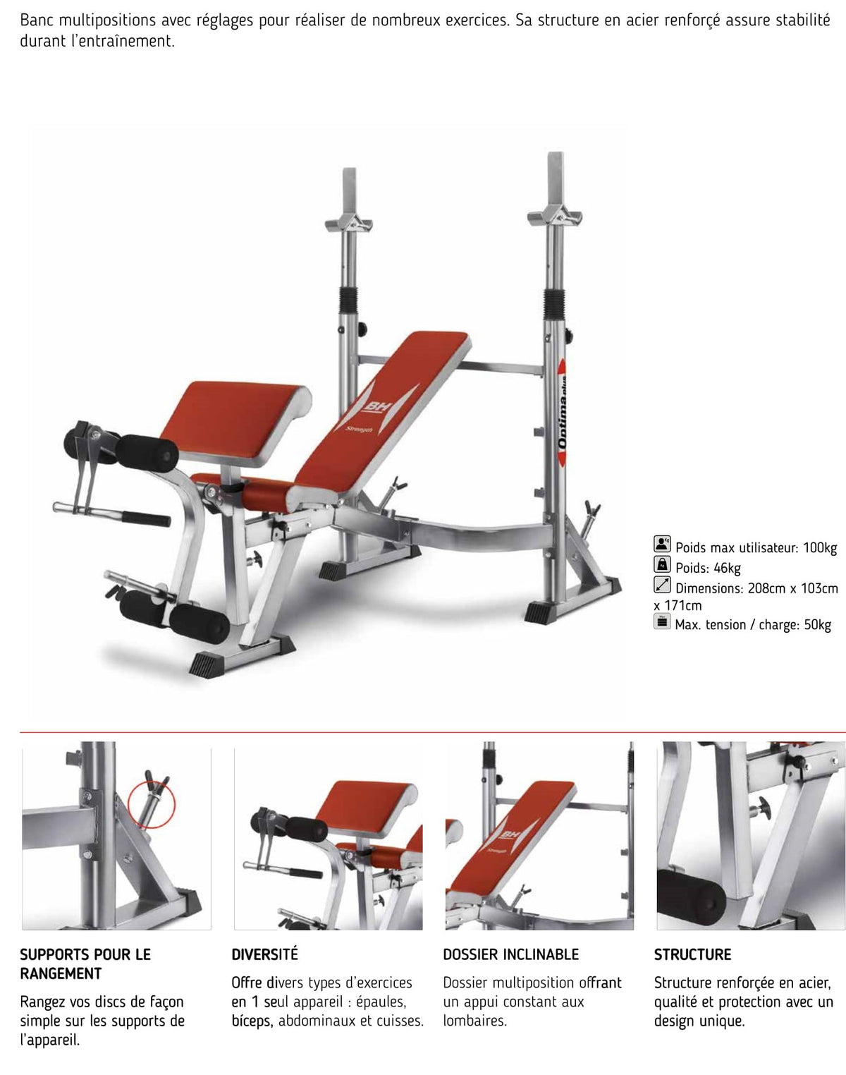 Banco de musculación multiposición BH Optima Press