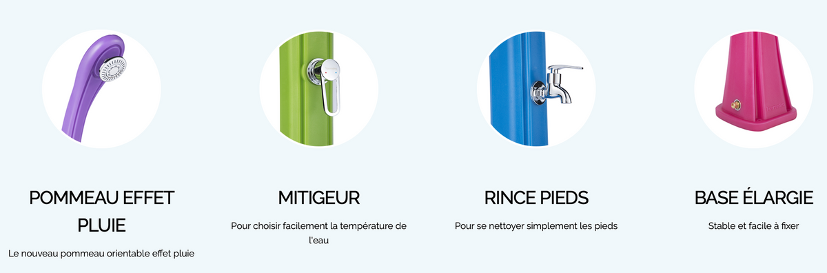 Douche Solaire Extérieure Formidra So Happy 28L avec Rince-Pieds
