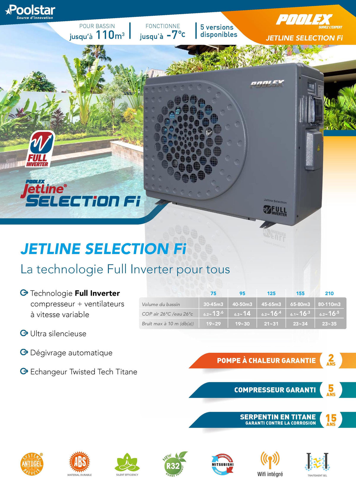 Pompe à Chaleur Piscine Poolex Jetline Selection Fi Full Inverter
