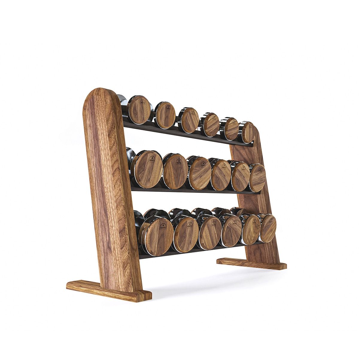 Set d'Haltères en Bois Massif avec Rack NOHRD DumbBells (5 à 25 kg)