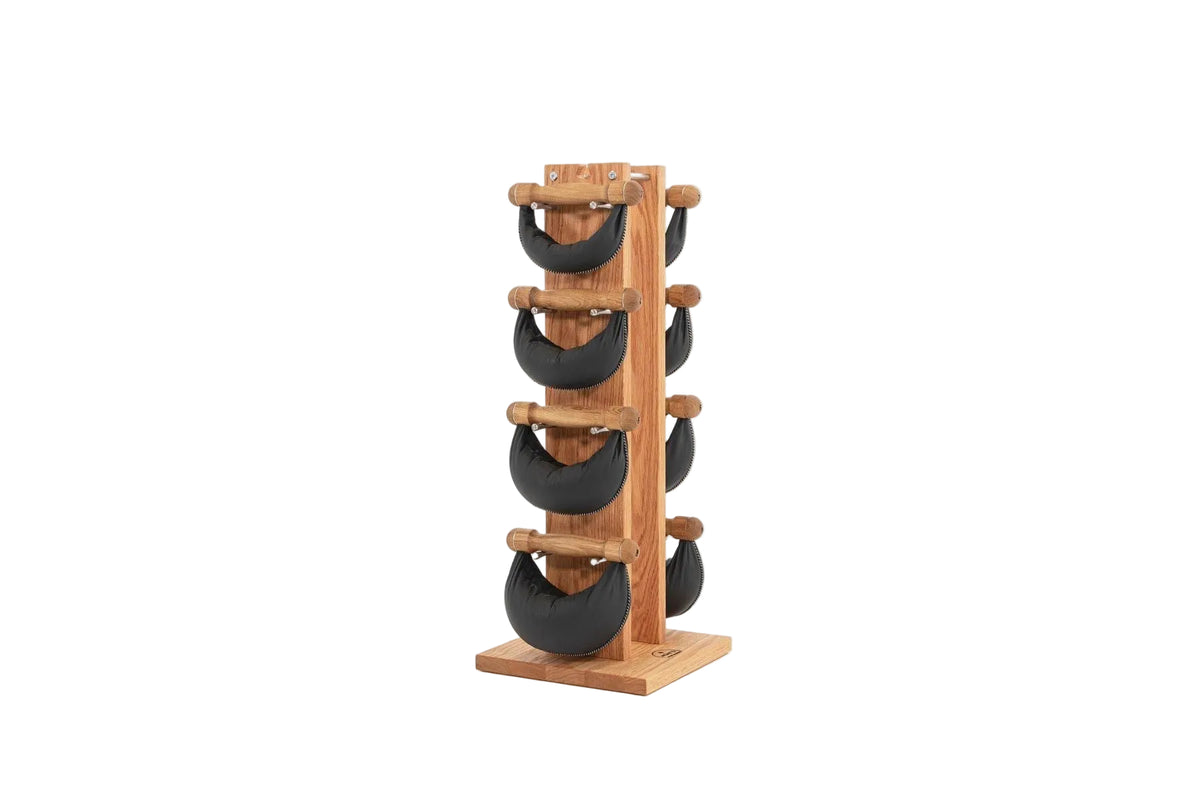 NOHRD Swing Tower 2-8kg | Tour d'Haltères Cuir & Bois Massif| Espace Sport